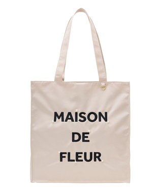 Maison de FLEUR サテンパールブランドロゴ刺繍トートバッグ Light Beige