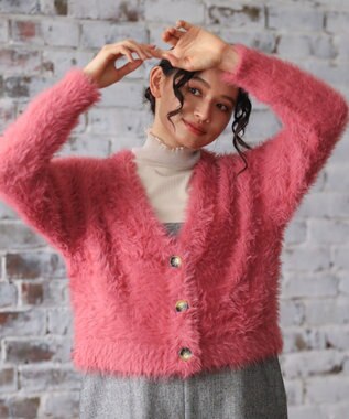 Green Parks ・Ｐｅｔｉｔ　Ｆｌｅｕｒ　シャギーニットカーディガン Pink