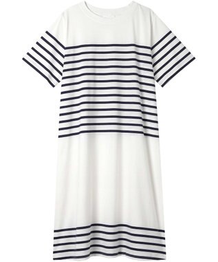 une nana cool 【綿100％】60ハイゲージ天竺パネルボーダー半袖ワンピース KO