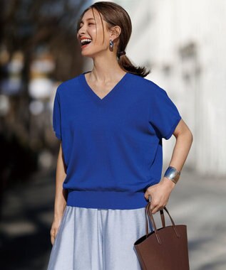 UNFILO ヴィンテージシアー ギャザーワイドパンツ ライトブルー