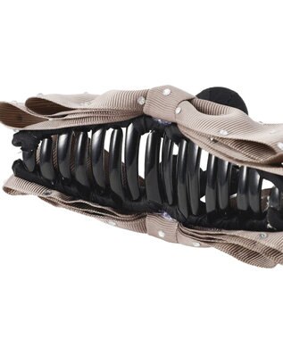 Maison de FLEUR ビジューグログランリボンバンスクリップ Brown