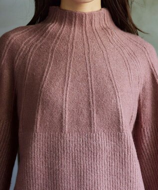 Tiaclasse 【洗える】ピンタックボトルネックニットトップス ピンク