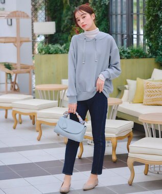 Tiaclasse 【洗える】フード風ダイバートップス ブルー