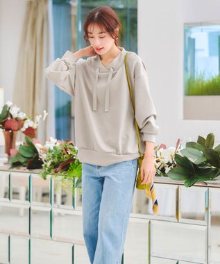 Tiaclasse 【洗える】フード風ダイバートップス グレージュ