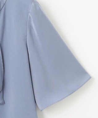 ANY SIS L 【洗える】トロミサテンボウ ブラウス ダスティブルー
