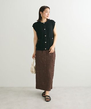 Green Parks シルバーボタンクルーネックベスト Black