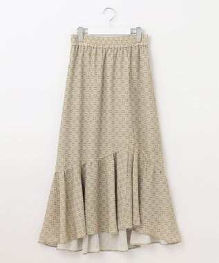 自由区 【洗える・XSサイズあり】アラベスクプリント スカート オリーブイエロー