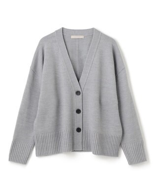 UNFILO 【洗える】クロップド Vネック カーディガン グレー