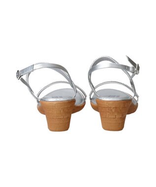 INTER-CHAUSSURES 【ITALIAN SHOEMAKERS】ラインストーンダブルベルトサンダル シルバー