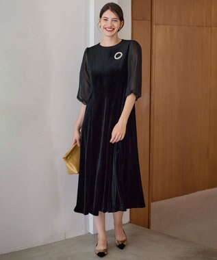 23区 【APPLAUDIR】ベロアコンビ ドレス ブラック系
