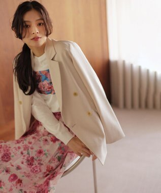 組曲 L 【先行予約・Flower Collection】プリントロングTシャツ ホワイト系