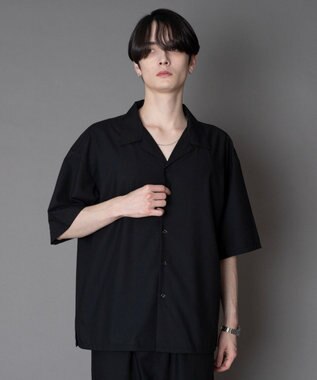 WEGO 【セットアップ対応】TRオープンカラーシャツ（SS） ブラック