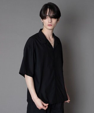 WEGO 【セットアップ対応】TRオープンカラーシャツ（SS） ブラック