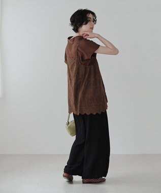 Green Parks ＳＥＴ２点刺しゅうキャミ＋シャツ Brown