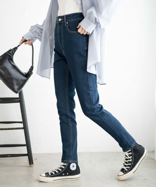 WEGO ハイウエストストレッチスキニーパンツ デニム濃色