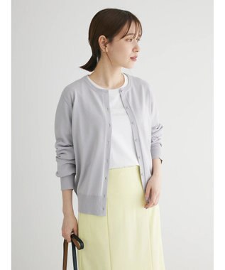 Green Parks 洗える　クルーネックカーディガン Light Gray