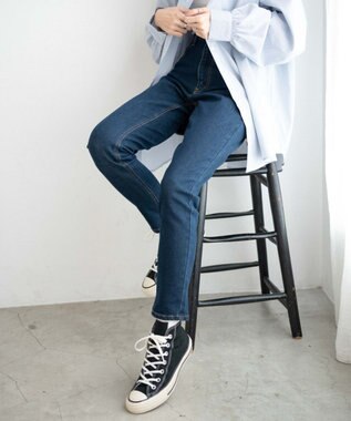 WEGO ハイウエストストレッチスキニーパンツ デニム濃色