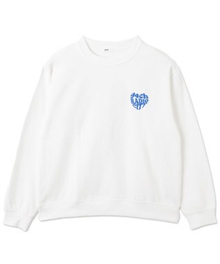 WEGO 【ユニセックス着用ITEM/裏起毛/SMLサイズ展開】リラックスフィットハートロゴプルオーバー ホワイト