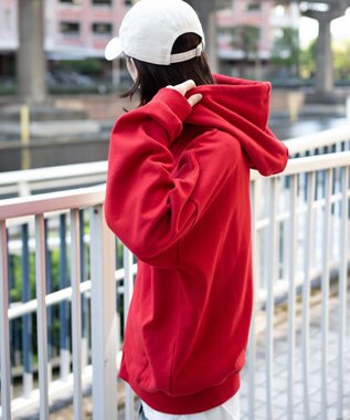 WEGO 【25年秋冬新作/ユニセックス着用ITEM/SMLサイズ展開】グラフィックロゴダブルZIPパーカー レッド