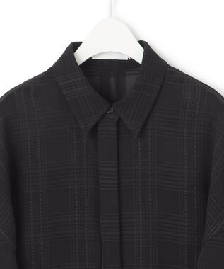 ICB 【日本製・洗える】SASHIKO CHECK シャツ ブラック系