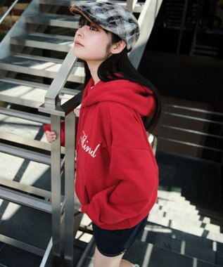 WEGO 【25年秋冬新作/ユニセックス着用ITEM/SMLサイズ展開】グラフィックロゴダブルZIPパーカー レッド