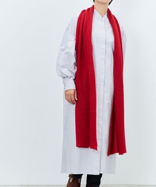 AND WOOL 〈上質な素材と手仕事から生まれた優しいニット〉カシミヤ100%の細巾ストール / マフラー レッド