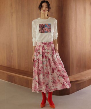 組曲 L 【先行予約・Flower Collection】プリントロングTシャツ ホワイト系