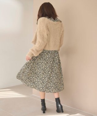 Feroux 【洗える】シャギーショート カーディガン ベージュ系