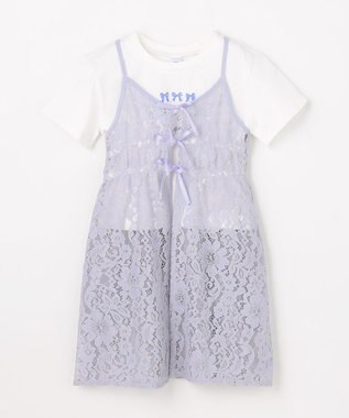 ANY KIDS 【2点セット】Tシャツ×レース キャミソールチュニック ホワイト