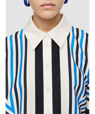 JOSEPH クレットプリント　リラックスフィットブラウス Navy combo