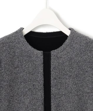 ICB 【リバーシブル着用可能】 ラミネートパイルキルト ミドル丈コート チャコール系