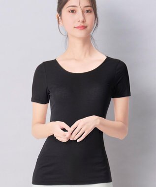 Wing インナー オーガニックコットン100％(身生地部) 吸汗速乾性(身生地部) ゆったり設計 【綿の贅沢 オーガニック】 3分袖 半袖 EL1371 ウイング／ワコール ブラック