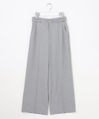 ANY SIS スマートビューティストレッチベルト ワイドパンツ ライトグレーシャンブレー