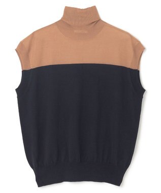 BEIGE， 【洗える】CARNOT / バイカラーニット Navy×Camel