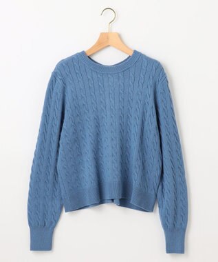 組曲 L 【前後着用可】コットンカシミヤ混2WAYケーブル ニット ブルー系