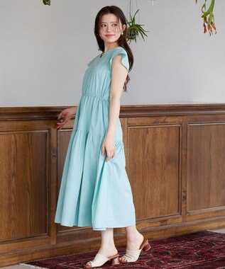 Feroux 【洗える】ドロストデザイン ワンピース グリーン系