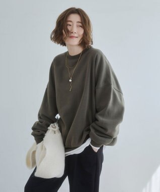 WEGO 【再入荷/ユニセックス着用ITEM/MLXLサイズ展開/裏起毛】スウェットプルオーバー カーキ