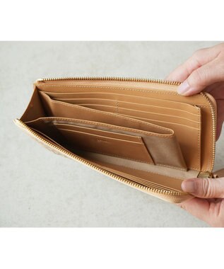 genten マルチカットワークミニ  L字長財布 ハニーベージュ