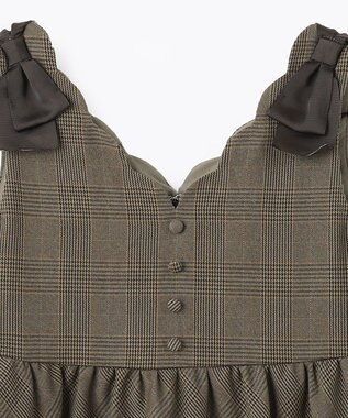 ANY KIDS チェックジャンパースカート ベージュチェック