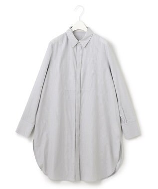 ICB 【洗える】CRySiタイプライター ロングシャツ ライトグレー系柄