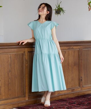 Feroux 【洗える】ドロストデザイン ワンピース グリーン系