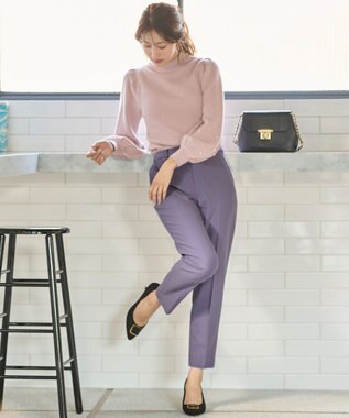 ANY SIS 【Oggi1月号掲載】モックネック袖パール調 ニット ローズグレー