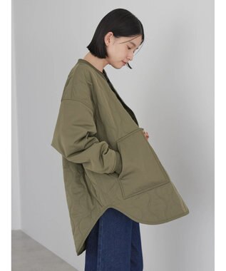 AMERICAN HOLIC キルポカリブ付きキルティングブルゾン Khaki