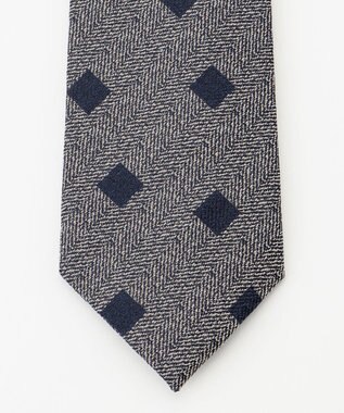 JOSEPH ABBOUD 【日本縫製】シャンブレーヘリンボーンスクエアジャガード ネクタイ グレー系7