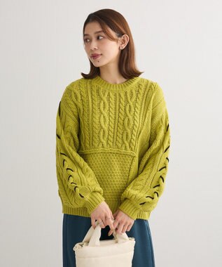 Green Parks 変形ケーブルニットプルオーバー Green