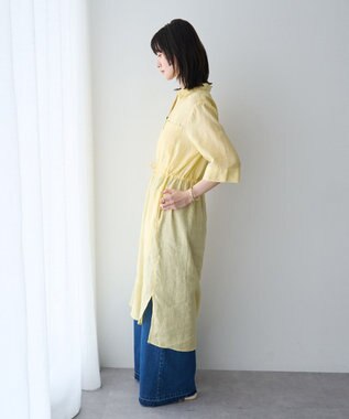 YECCA VECCA フレンチリネンドロストワンピース Yellow