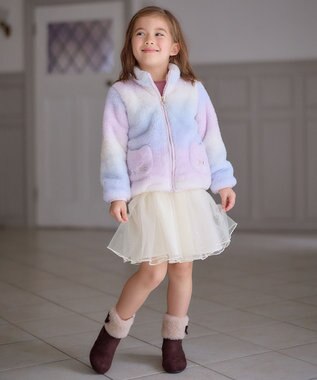 ANY KIDS ネコポケットボアブルゾン レインボー