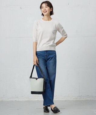 J.PRESS LADIES L 【洗える・ニットセット】TRIM TWIN ニット ベージュ×オフ系