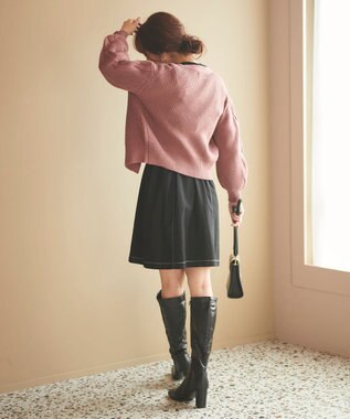 Feroux 【洗える】デニムミディ ワンピース ブラック系