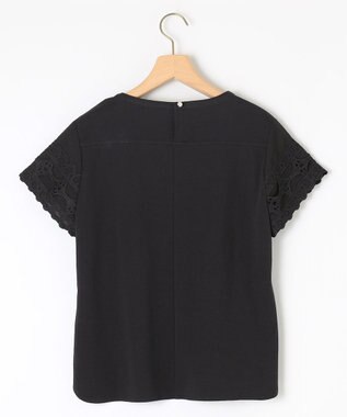 組曲 レーススリーブシルケット カットソー ブラック系